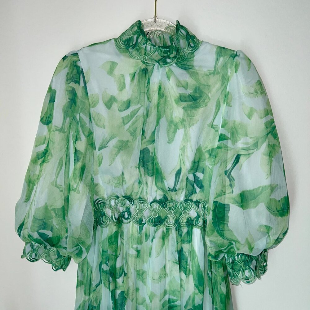 INA green floral gauzy dress - Size Large